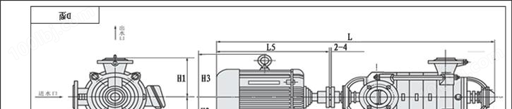 D型卧式清水单吸离心多级泵安装尺寸