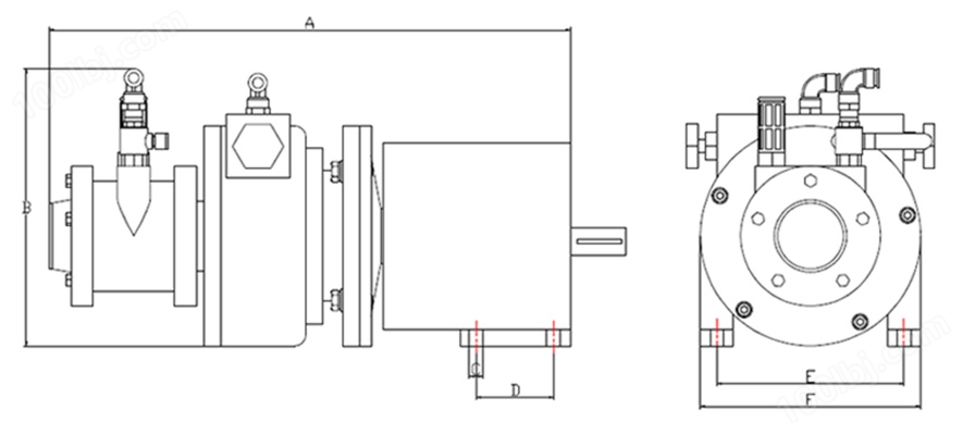 叶片式CPG型减速机配刹车-立式安装图