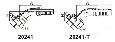 20241 45°公制内螺纹平面 扣压式软管接头